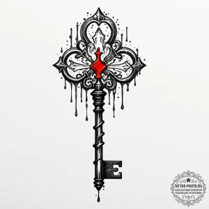 Tattoo design a key made of ice, slowly melti... - эскиз тату (№1753358999_0, 24.07.2025 12:09) — tattoo-photo.ru