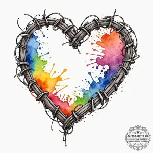 Barbed wire heart, tattoo sketch design, wate... - эскиз тату (№1753359133_0, 24.07.2025 12:12) — tattoo-photo.ru