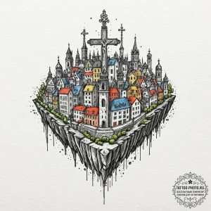 Tattoo sketch a key to a specific city or cou... - эскиз тату (№1753359274_0, 24.07.2025 12:14) — tattoo-photo.ru