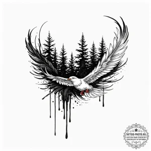 A watercolor sketch of the floating feather f... - эскиз тату (№1753363205_0, 24.07.2025 13:20) — tattoo-photo.ru