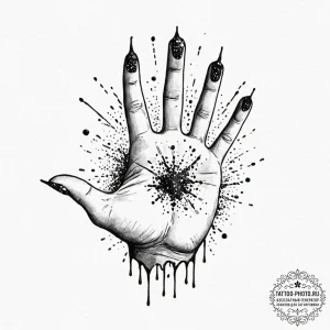 Tattoo sketch a human hand scattering a handf... - эскиз тату (№1753363366_0, 24.07.2025 13:22) — tattoo-photo.ru