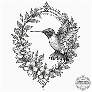 Tattoo design a small, elegant hummingbird ho... - эскиз тату (№1753363501_0, 24.07.2025 13:25) — tattoo-photo.ru