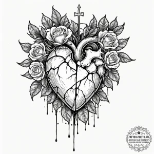 Tattoo design a human heart wrapped in bandag... - эскиз тату (№1753364093_0, 24.07.2025 13:34) — tattoo-photo.ru