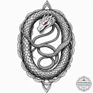 Tattoo design an uroboros serpent whose body... - эскиз тату (№1753364246_0, 24.07.2025 13:37) — tattoo-photo.ru