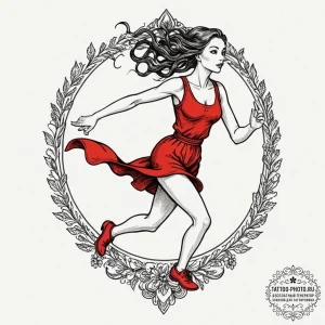 Tattoo design a retro character running acros... - эскиз тату (№1753365706_0, 24.07.2025 14:01) — tattoo-photo.ru