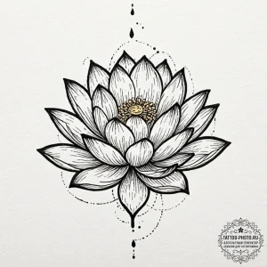 Tattoo design a lotus flower with its petals... - эскиз тату (№1753366143_0, 24.07.2025 14:09) — tattoo-photo.ru