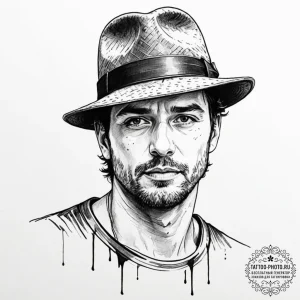 A trash polka portrait of joe miller from the... - эскиз тату (№1753366583_0, 24.07.2025 14:16) — tattoo-photo.ru