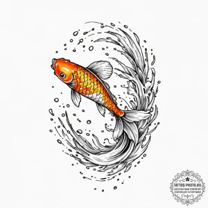 Koi, tattoo line art, rough sketchy lines, ha... - эскиз тату (№1753368955_0, 24.07.2025 14:55) — tattoo-photo.ru