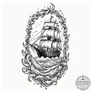A ship in a bottle (is there, but can be a st... - эскиз тату (№1753369375_0, 24.07.2025 15:02) — tattoo-photo.ru