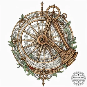 Sextant, tattoo line art, clean lines, crisp... - эскиз тату (№1753369778_0, 24.07.2025 15:09) — tattoo-photo.ru
