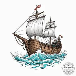Tattoo design a stylized viking longship cutt... - эскиз тату (№1753373922_0, 24.07.2025 16:18) — tattoo-photo.ru
