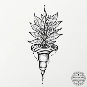 Tattoo design a joystick with a plant growing... - эскиз тату (№1753377543_0, 24.07.2025 17:19) — tattoo-photo.ru