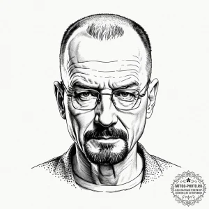 Walter white's face from breaking bad, tattoo... - эскиз тату (№1753377744_0, 24.07.2025 17:22) — tattoo-photo.ru