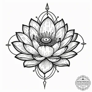 Tattoo sketch a lotus flower, its petals open... - эскиз тату (№1753378362_0, 24.07.2025 17:32) — tattoo-photo.ru