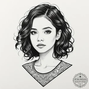 A neo-traditional portrait of the main charac... - эскиз тату (№1753378778_0, 24.07.2025 17:39) — tattoo-photo.ru