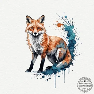 Tattoo sketch a flowing fox silhouette, grace... - эскиз тату (№1753379405_0, 24.07.2025 17:50) — tattoo-photo.ru