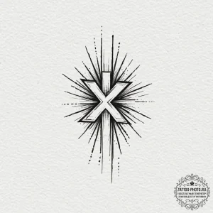 A linework tattoo of the x-men logo,, tattoo... - эскиз тату (№1753379608_0, 24.07.2025 17:53) — tattoo-photo.ru