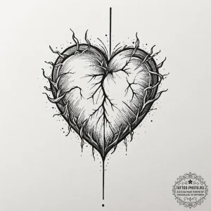 Heart, concept art for tattoo, on a clean whi... - эскиз тату (№1753380869_0, 24.07.2025 18:14) — tattoo-photo.ru