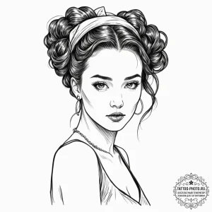 A neo-traditional tattoo of villanelle from k... - эскиз тату (№1753381696_0, 24.07.2025 18:28) — tattoo-photo.ru