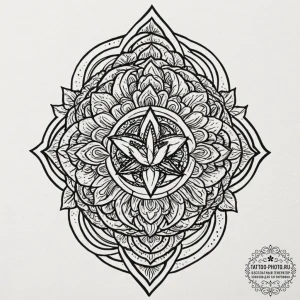 A neo-traditional tattoo of the dalgona candy... - эскиз тату (№1753384813_0, 24.07.2025 19:20) — tattoo-photo.ru