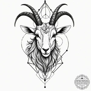 Tattoo design a capricorn goat-fish, half cov... - эскиз тату (№1753385211_0, 24.07.2025 19:26) — tattoo-photo.ru