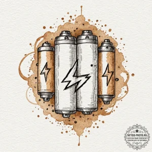 Tattoo design a 'battery full' symbol on one,... - эскиз тату (№1753385407_0, 24.07.2025 19:30) — tattoo-photo.ru
