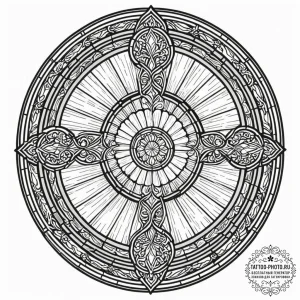 A shot of a stained-glass window with sunligh... - эскиз тату (№1753386624_0, 24.07.2025 19:50) — tattoo-photo.ru