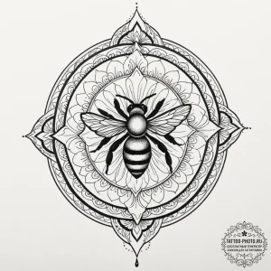 A close-up of honey dripping from a wooden di... - эскиз тату (№1753387484_0, 24.07.2025 20:04) — tattoo-photo.ru