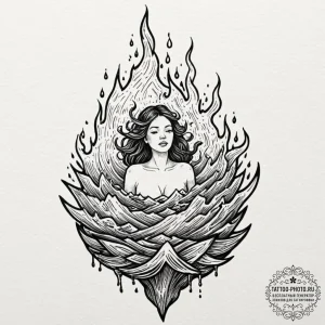 Tattoo design: a depiction of the ritual burn... - эскиз тату (№1753387681_0, 24.07.2025 20:08) — tattoo-photo.ru