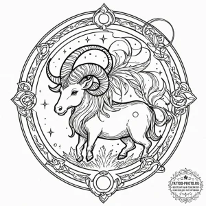 Tattoo sketch a zodiac animal outline filled... - эскиз тату (№1753387920_0, 24.07.2025 20:12) — tattoo-photo.ru