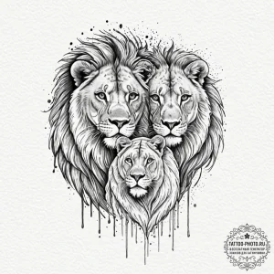 Tattoo sketch a powerful image of a lion and... - эскиз тату (№1753388114_0, 24.07.2025 20:15) — tattoo-photo.ru
