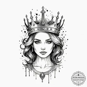 Tattoo design 'player 1' with a crown above i... - эскиз тату (№1753388311_0, 24.07.2025 20:18) — tattoo-photo.ru