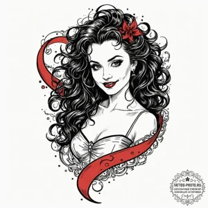 A trash polka design of bellatrix lestrange,... - эскиз тату (№1753388534_0, 24.07.2025 20:22) — tattoo-photo.ru
