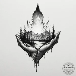 Tattoo sketch a single, glowing light in a va... - эскиз тату (№1753389979_0, 24.07.2025 20:46) — tattoo-photo.ru