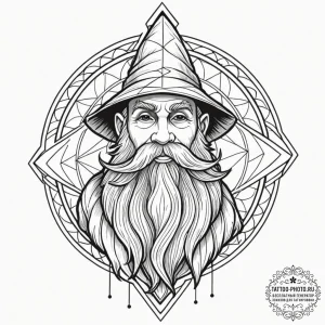 A neo-traditional tattoo of a gnome, with a l... - эскиз тату (№1753390187_0, 24.07.2025 20:49) — tattoo-photo.ru