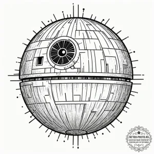 A linework design of the death star plans, li... - эскиз тату (№1753390578_0, 24.07.2025 20:56) — tattoo-photo.ru