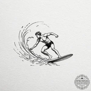 A person learning to surf, falling off the bo... - эскиз тату (№1753390810_0, 24.07.2025 21:00) — tattoo-photo.ru