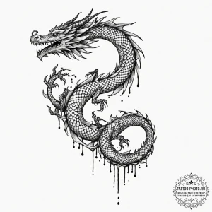 Tattoo sketch a stylized dragon scale pattern... - эскиз тату (№1753391448_0, 24.07.2025 21:10) — tattoo-photo.ru