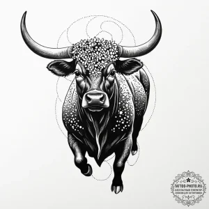 Tattoo design a delicate taurus bull silhouet... - эскиз тату (№1753393307_0, 24.07.2025 21:41) — tattoo-photo.ru