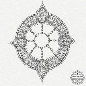 Tattoo design a zodiac glyph composed of micr... - эскиз тату (№1753393932_0, 24.07.2025 21:52) — tattoo-photo.ru