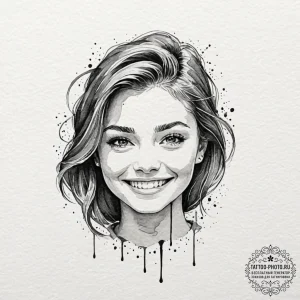 Smile, tattoo line art, black and grey tattoo... - эскиз тату (№1753394145_0, 24.07.2025 21:55) — tattoo-photo.ru