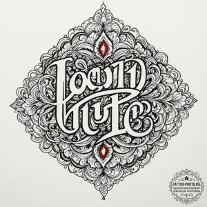Tattoo design a word in a specific font, chos... - эскиз тату (№1753394752_0, 24.07.2025 22:05) — tattoo-photo.ru