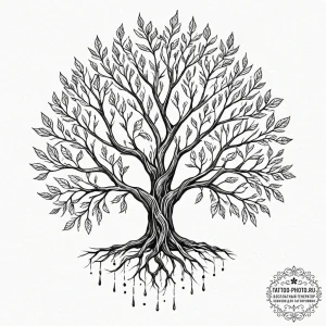 Tattoo sketch a tree with its branches spelli... - эскиз тату (№1753396176_0, 24.07.2025 22:29) — tattoo-photo.ru