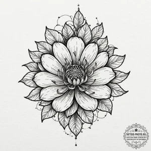 Tattoo design a beautiful, intricate flower t... - эскиз тату (№1753396601_0, 24.07.2025 22:36) — tattoo-photo.ru