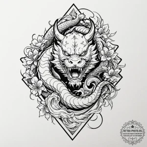 Tattoo design a blend of sharp, angular lines... - эскиз тату (№1753401086_0, 24.07.2025 23:51) — tattoo-photo.ru