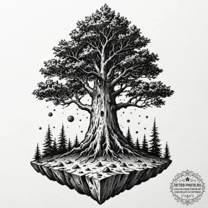 Tattoo sketch a single, massive, and ancient... - эскиз тату (№1753401494_0, 24.07.2025 23:58) — tattoo-photo.ru