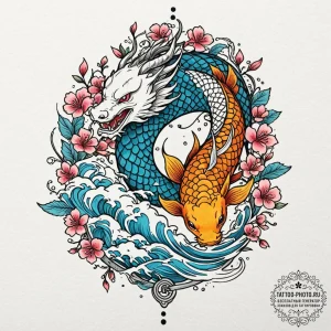 Rune, ink illustration for tattoo, irezumi ja... - эскиз тату (№1753402502_0, 25.07.2025 00:15) — tattoo-photo.ru