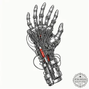 Tattoo sketch a cybernetic arm with intricate... - эскиз тату (№1753403130_0, 25.07.2025 00:25) — tattoo-photo.ru