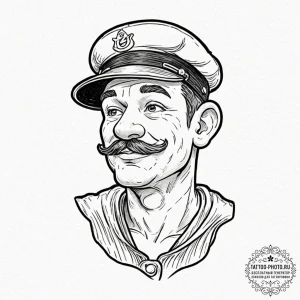 Popeye the sailor, artistic tattoo sketch, ne... - эскиз тату (№1753403334_0, 25.07.2025 00:28) — tattoo-photo.ru
