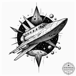 Spaceship wreck, artistic tattoo sketch, deta... - эскиз тату (№1753403969_0, 25.07.2025 00:39) — tattoo-photo.ru